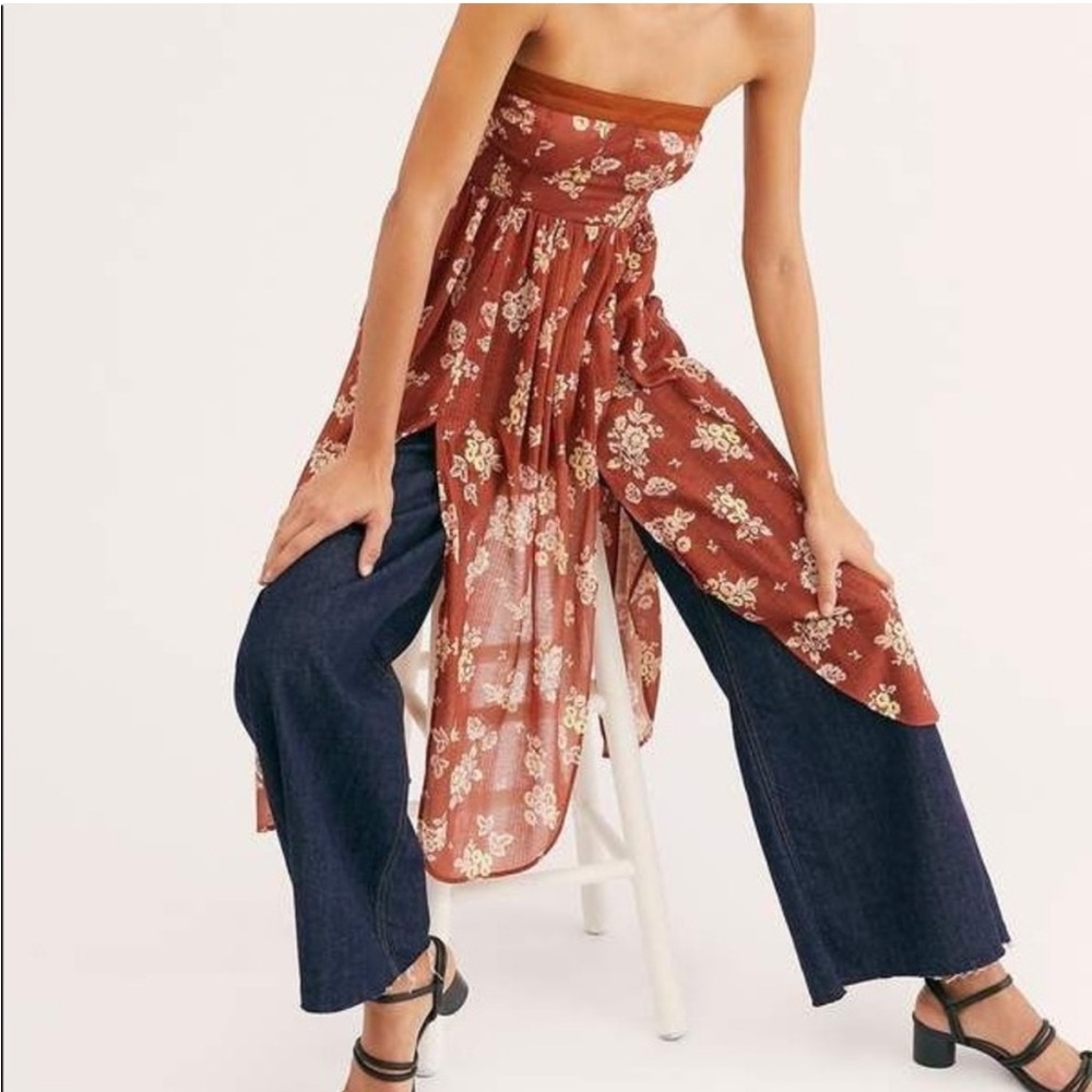 Free People Orange Kitty Maxi Top